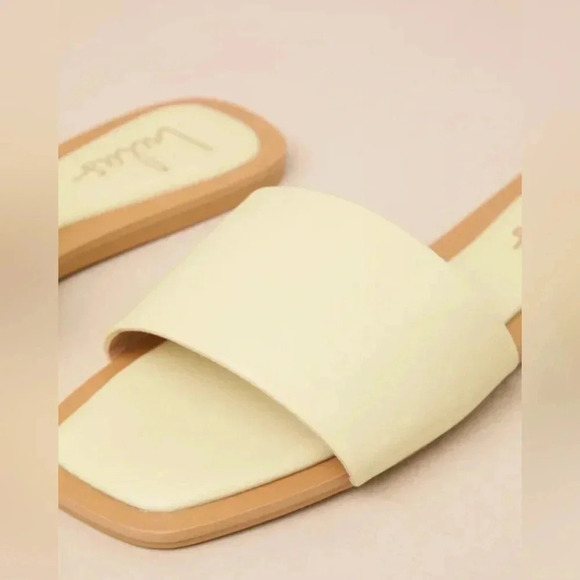 Lulus Brenner Green Tea Flat Square Toe Slide Sandals - Picture 2 of 6